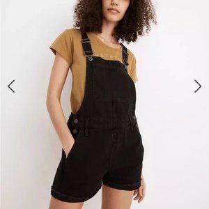 Madewell - High Waist Washed Black Denim Adirondack Short Overalls